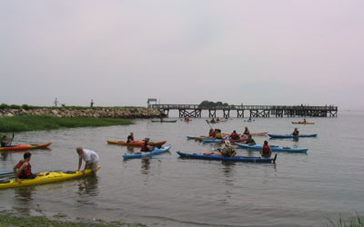 Kayak for a Cause: two of the on-water rescue classes, Norwalk, CT -2006